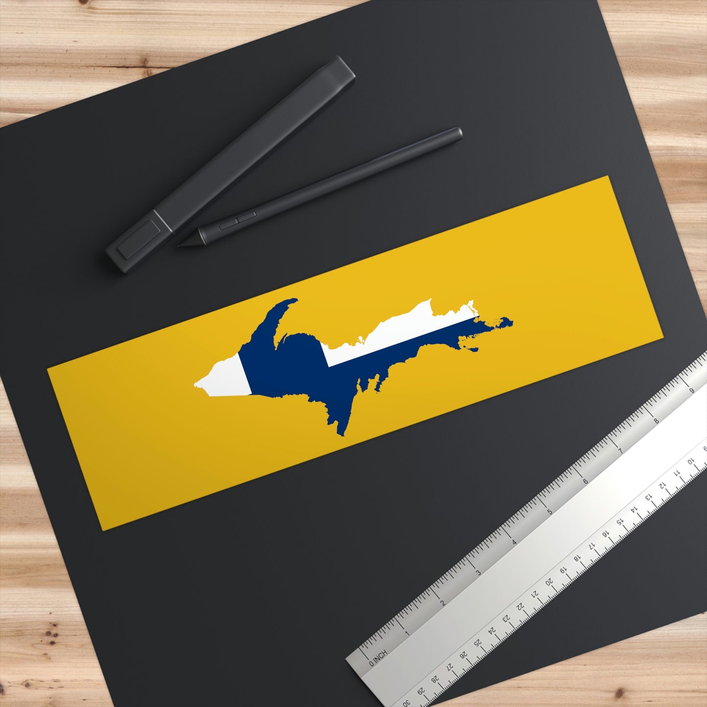 Michigan Upper Peninsula Bumper Stickers (w/ UP Finland Flag Outline) | Maple Color Background