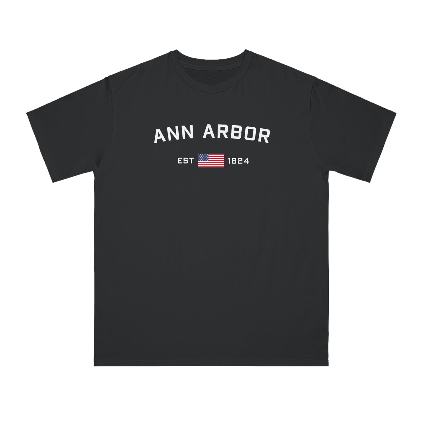 'Ann Arbor EST 1824' T-Shirt (w/ USA Flag) | Organic Unisex