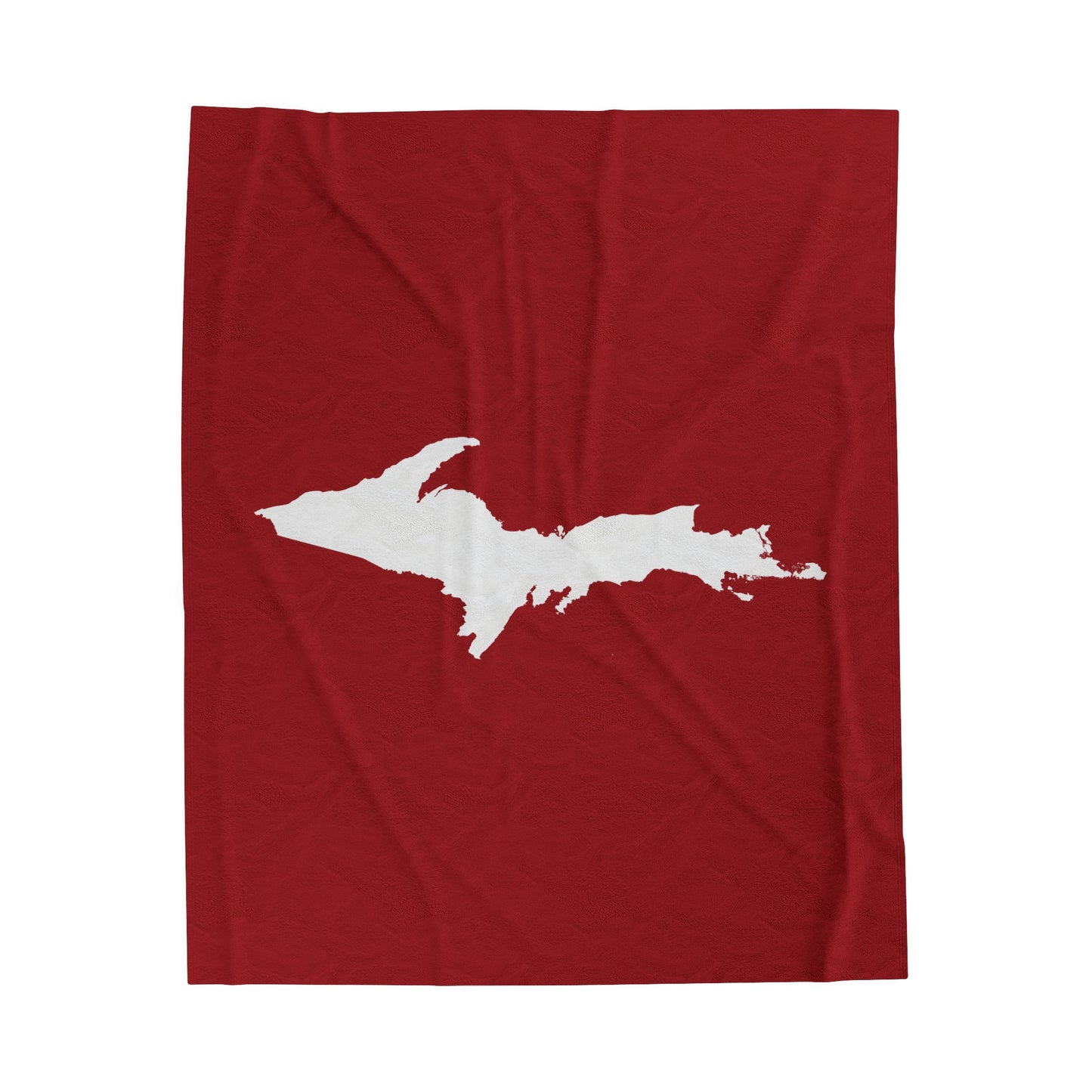 Michigan Upper Peninsula Plush Blanket (w/ UP Outline) | Thimbleberry Red