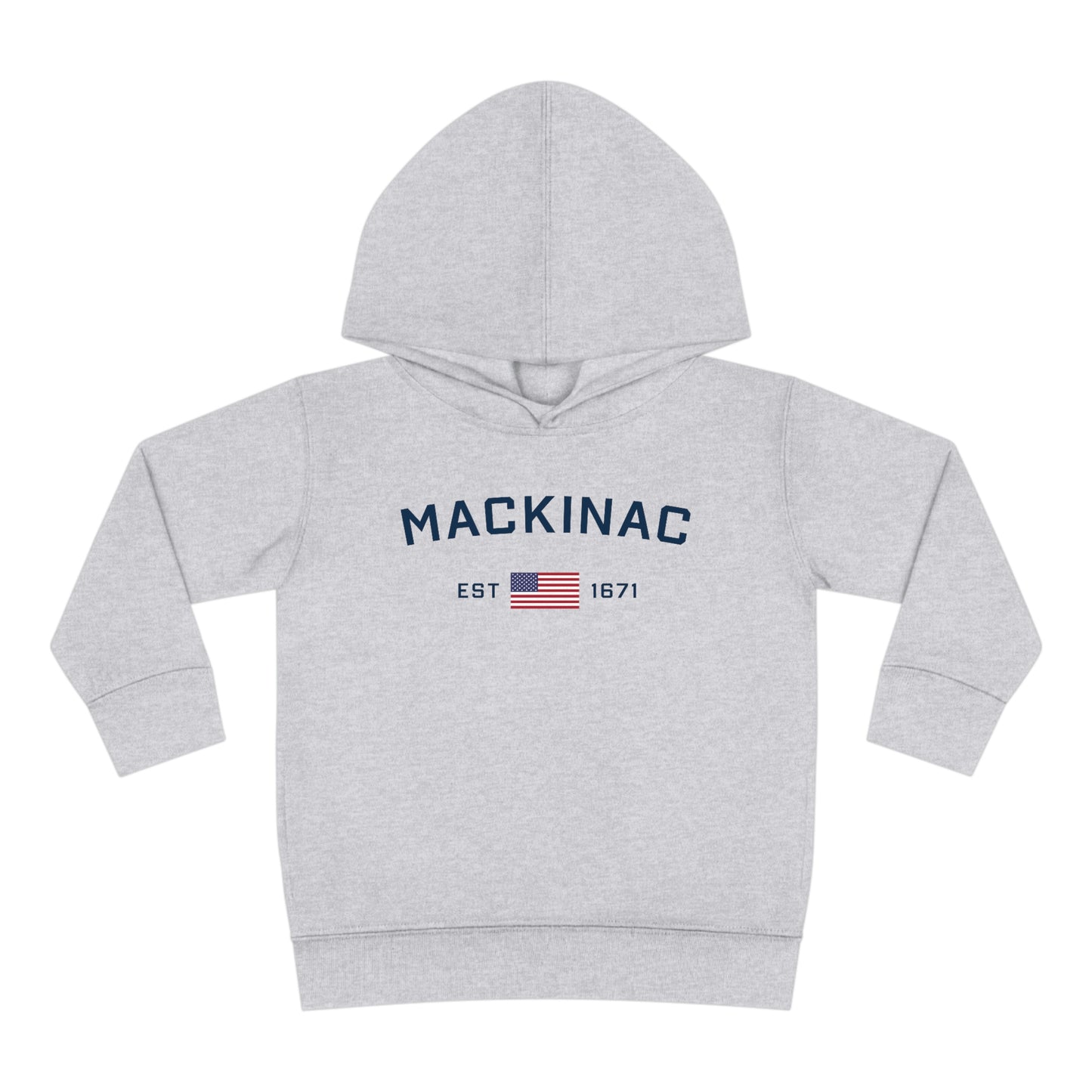 'Mackinac EST 1671' Hoodie (w/USA Flag Outline) | Unisex Toddler