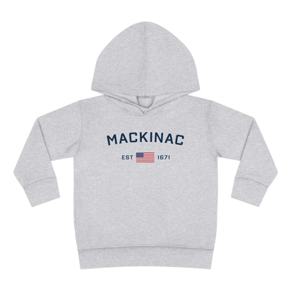 'Mackinac EST 1671' Hoodie (w/USA Flag Outline) | Unisex Toddler