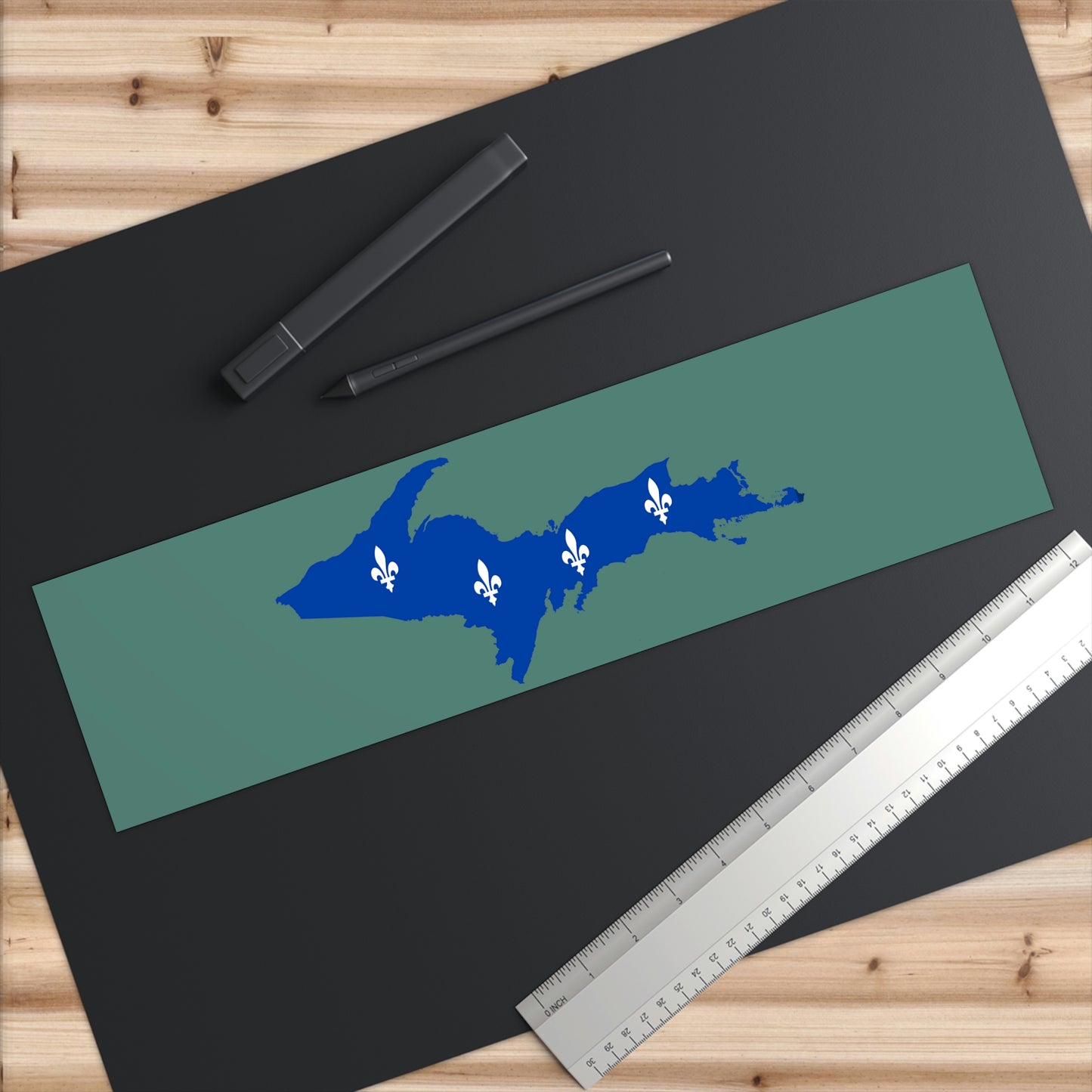 Michigan Upper Peninsula Bumper Stickers (w/ UP Quebec Flag Outline) | Copper Green Background