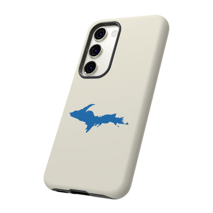 Michigan Upper Peninsula Tough Phone Case (Ivory Color w/ Azure UP Outline) | Samsung & Pixel Android