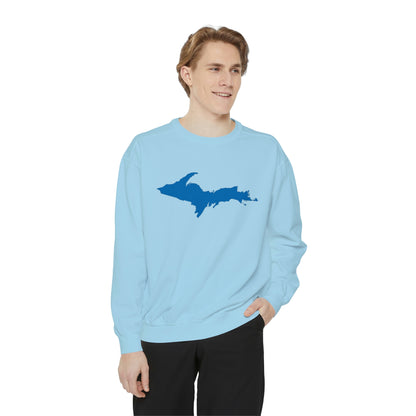 Michigan Upper Peninsula Sweatshirt (w/ Azure UP Outline) | Unisex Garment Dyed