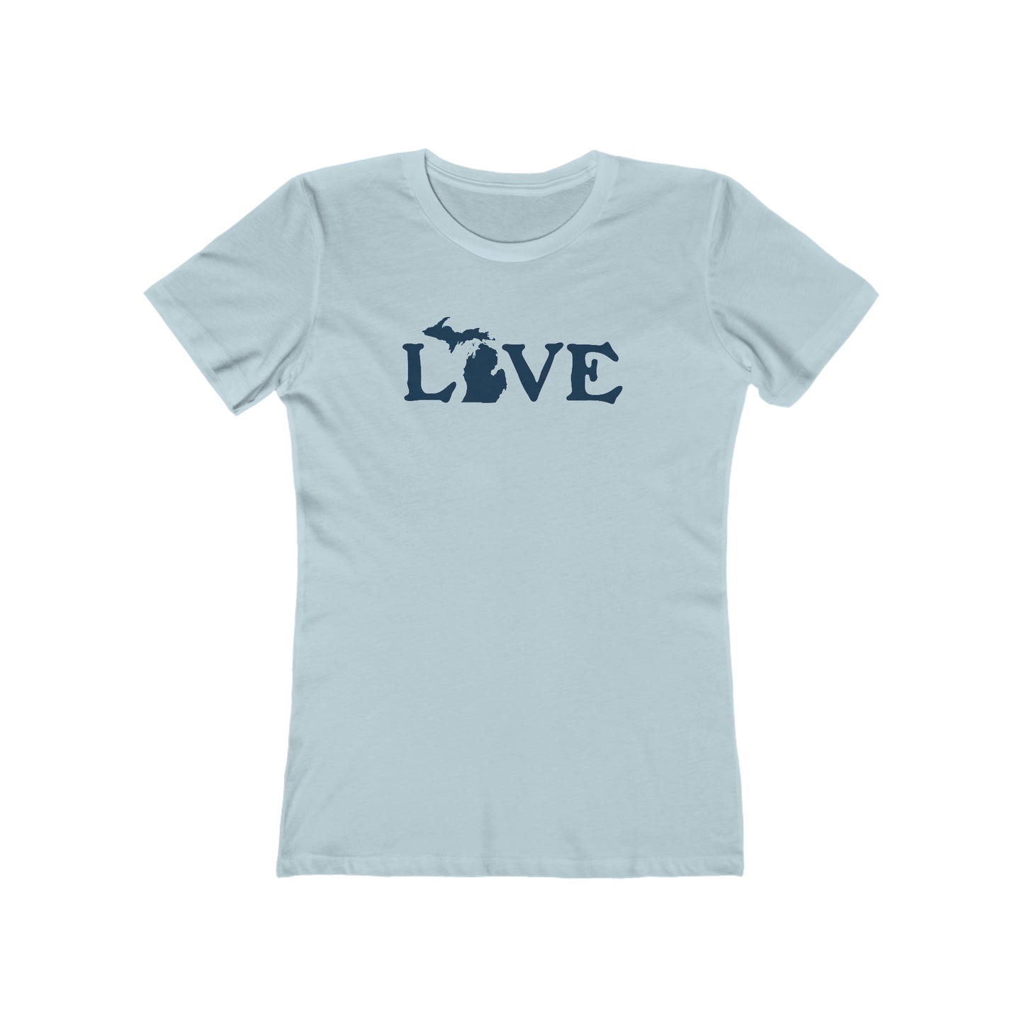 Michigan 'Love' T-Shirt (Woodcut Font) | Women's Boyfriend Cut