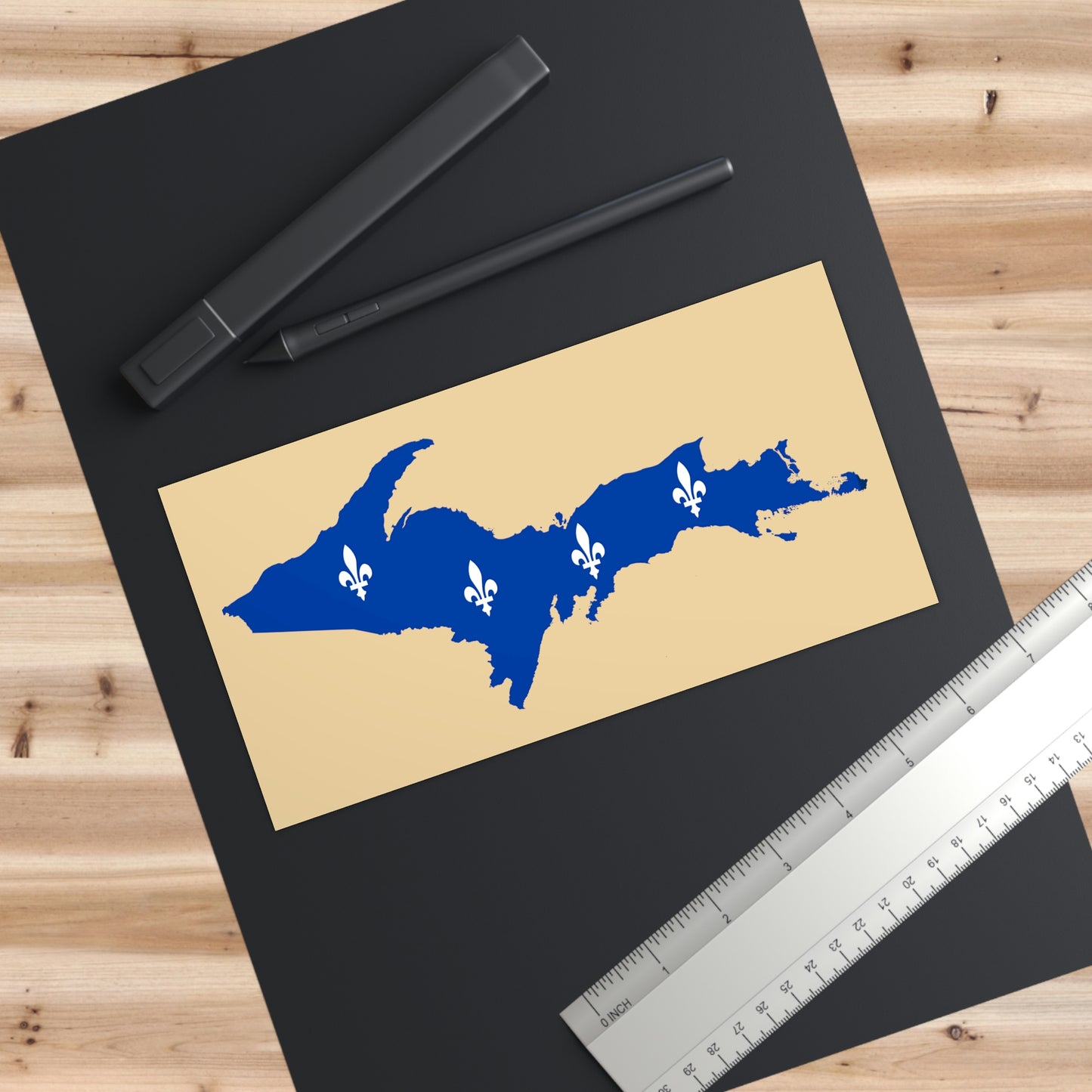 Michigan Upper Peninsula Bumper Stickers (w/ UP Quebec Flag Outline) | Maple Color Background