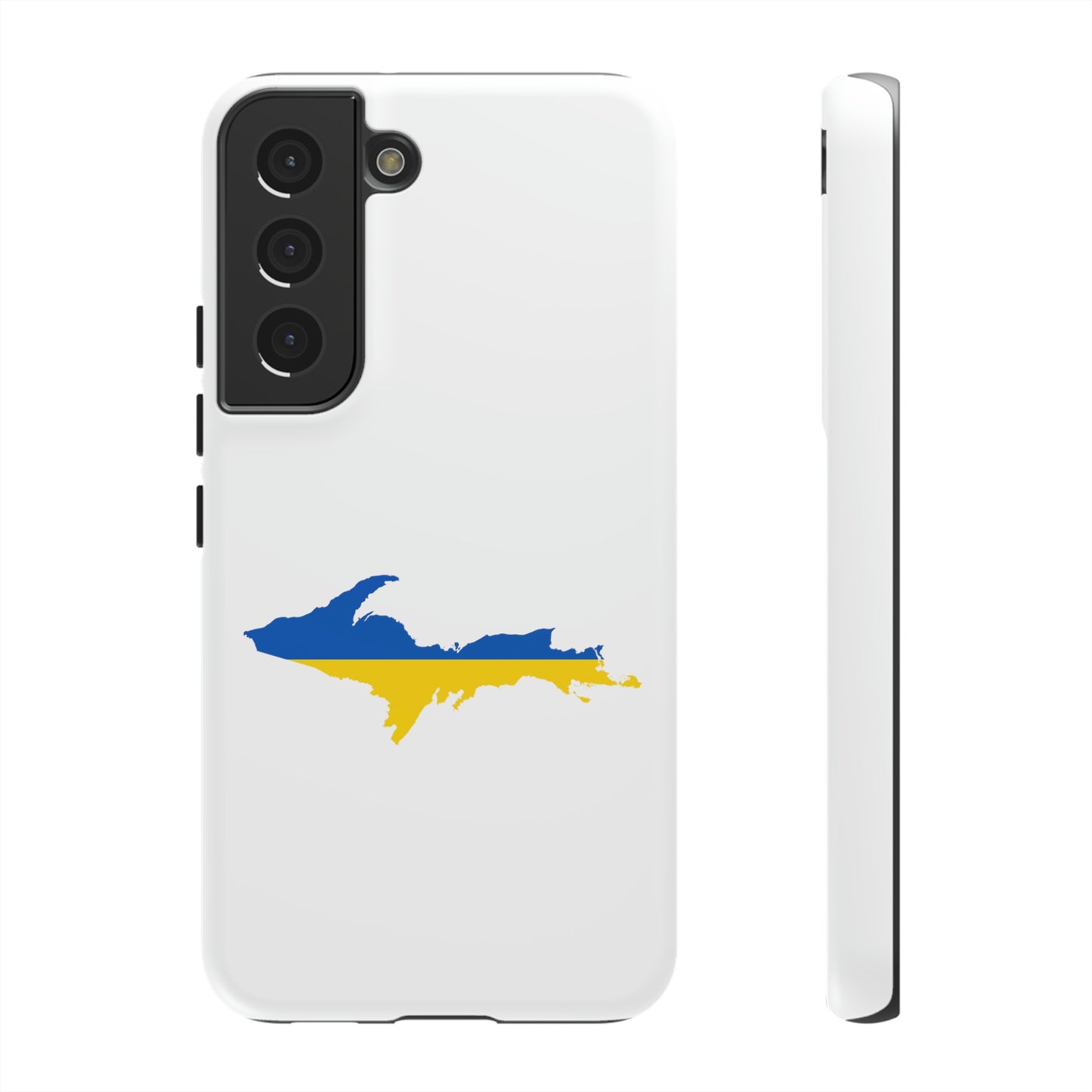 Michigan Upper Peninsula Tough Phone Case (w/ UP Ukraine Flag Outline) | Samsung & Pixel Android