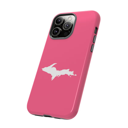 Michigan Upper Peninsula Tough Phone Case (Rhodochrosite Pink w/ UP Outline) | Apple iPhone