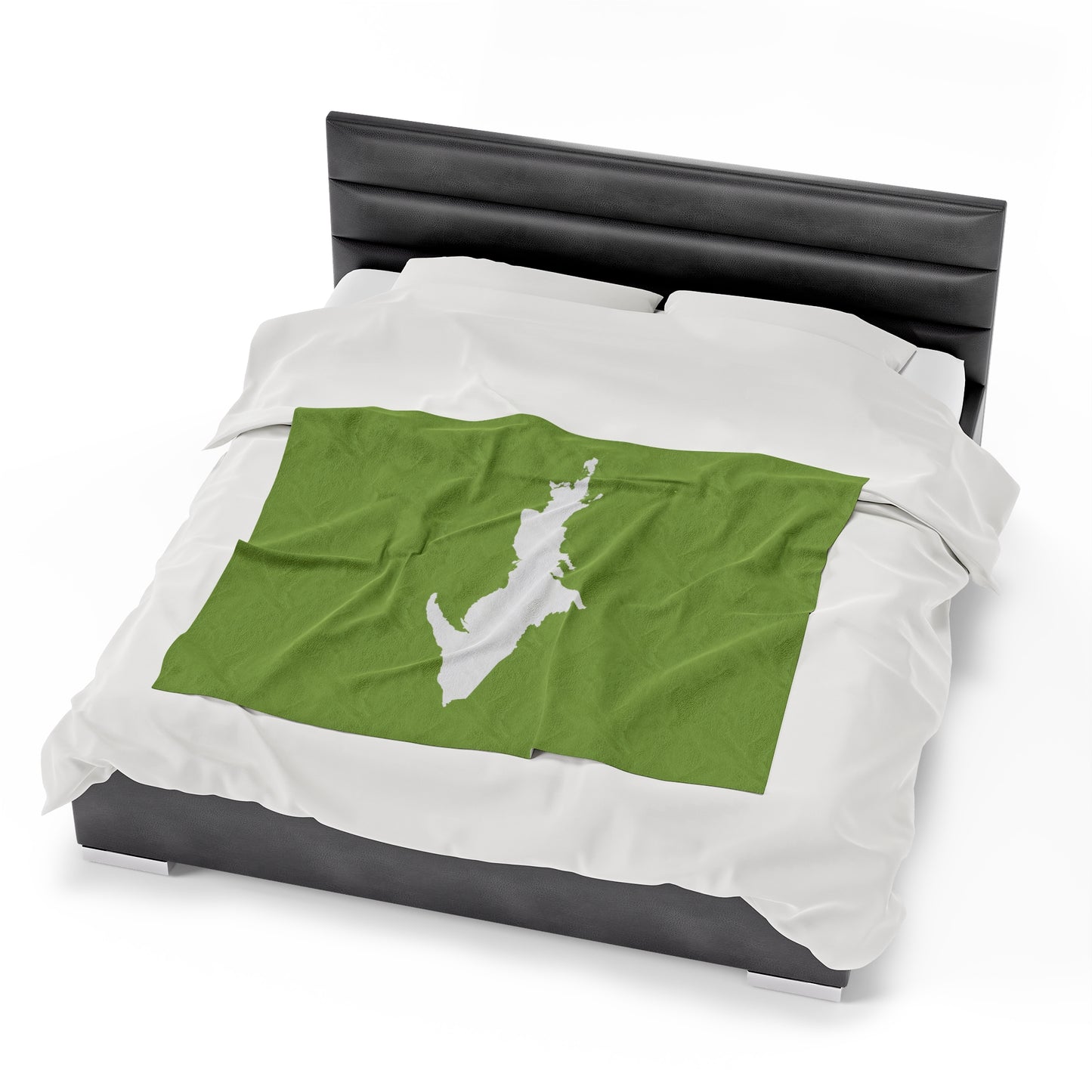 Michigan Upper Peninsula Plush Blanket (w/ UP Outline) | Gooseberry Green