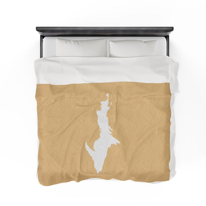 Michigan Upper Peninsula Plush Blanket (w/ UP Outline) | Maple Color