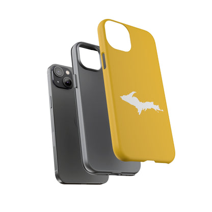 Michigan Upper Peninsula Tough Phone Case (Gold Color w/ UP Outline) | Apple iPhone