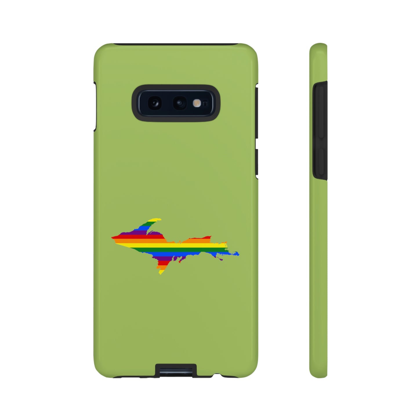 Michigan Upper Peninsula Tough Phone Case (Gooseberry Green w/ UP Pride Flag Outline) | Samsung & Pixel Android