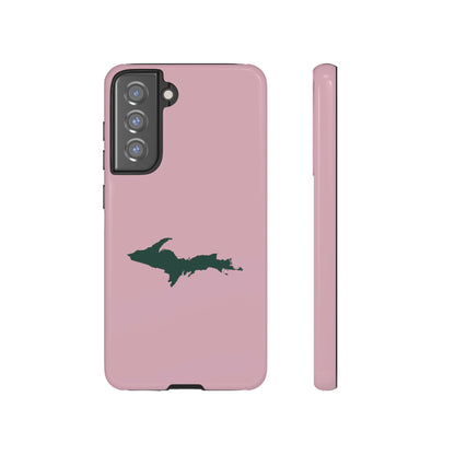 Michigan Upper Peninsula Tough Phone Case (Pink w/ Green UP Outline) | Samsung & Pixel Android