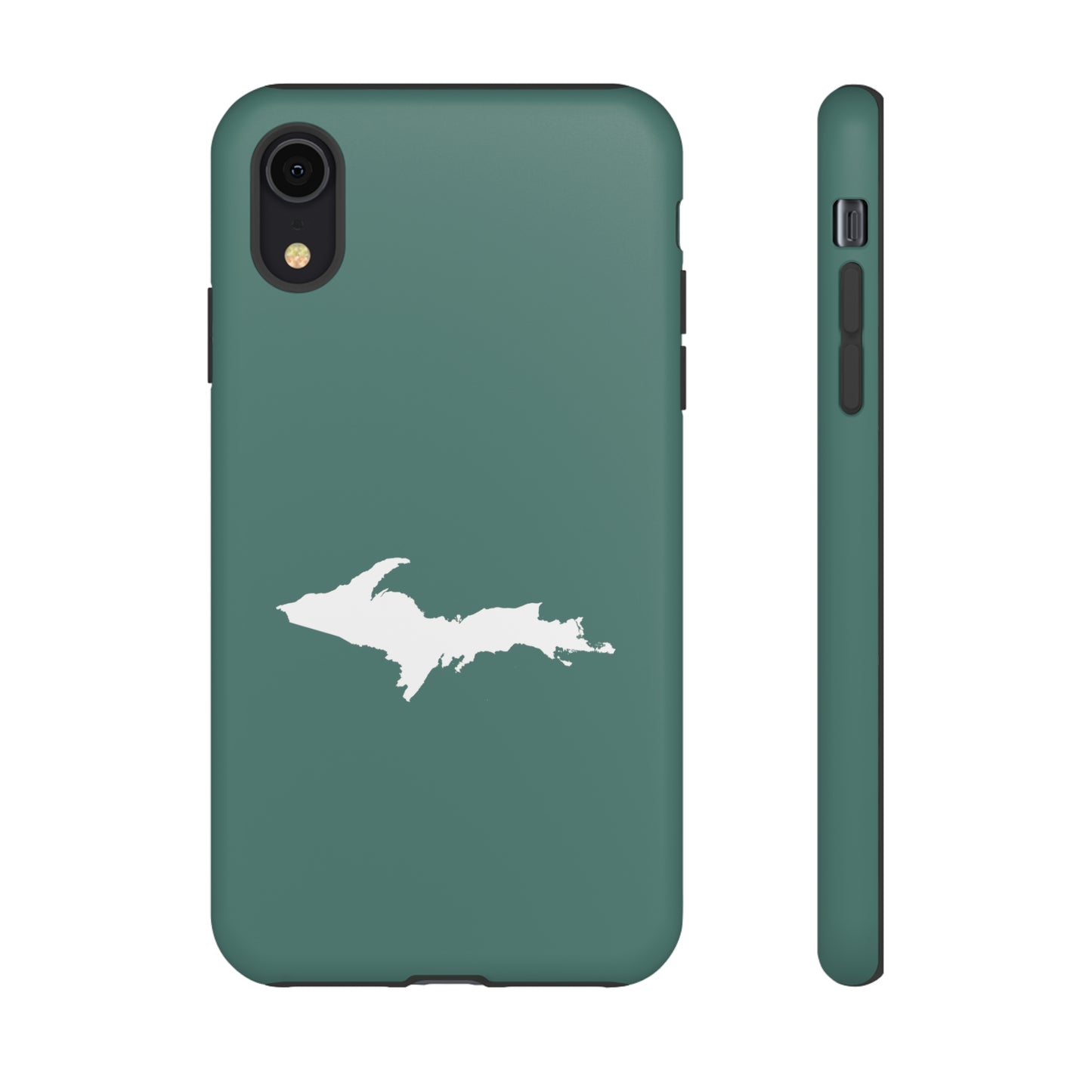 Michigan Upper Peninsula Tough Phone Case (Copper Green w/ UP Outline) | Apple iPhone