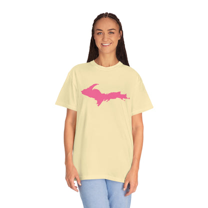 Michigan Upper Peninsula T-Shirt (w/ Pink UP Outline) | Unisex Garment-Dyed