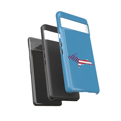 Michigan Upper Peninsula Tough Phone Case (Lake Michigan Blue w/ UP USA Flag Outline) | Samsung & Pixel Android