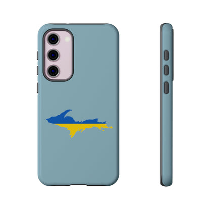 Michigan Upper Peninsula Tough Phone Case (Opal Blue w/ UP Ukraine Flag Outline) | Samsung & Pixel Android