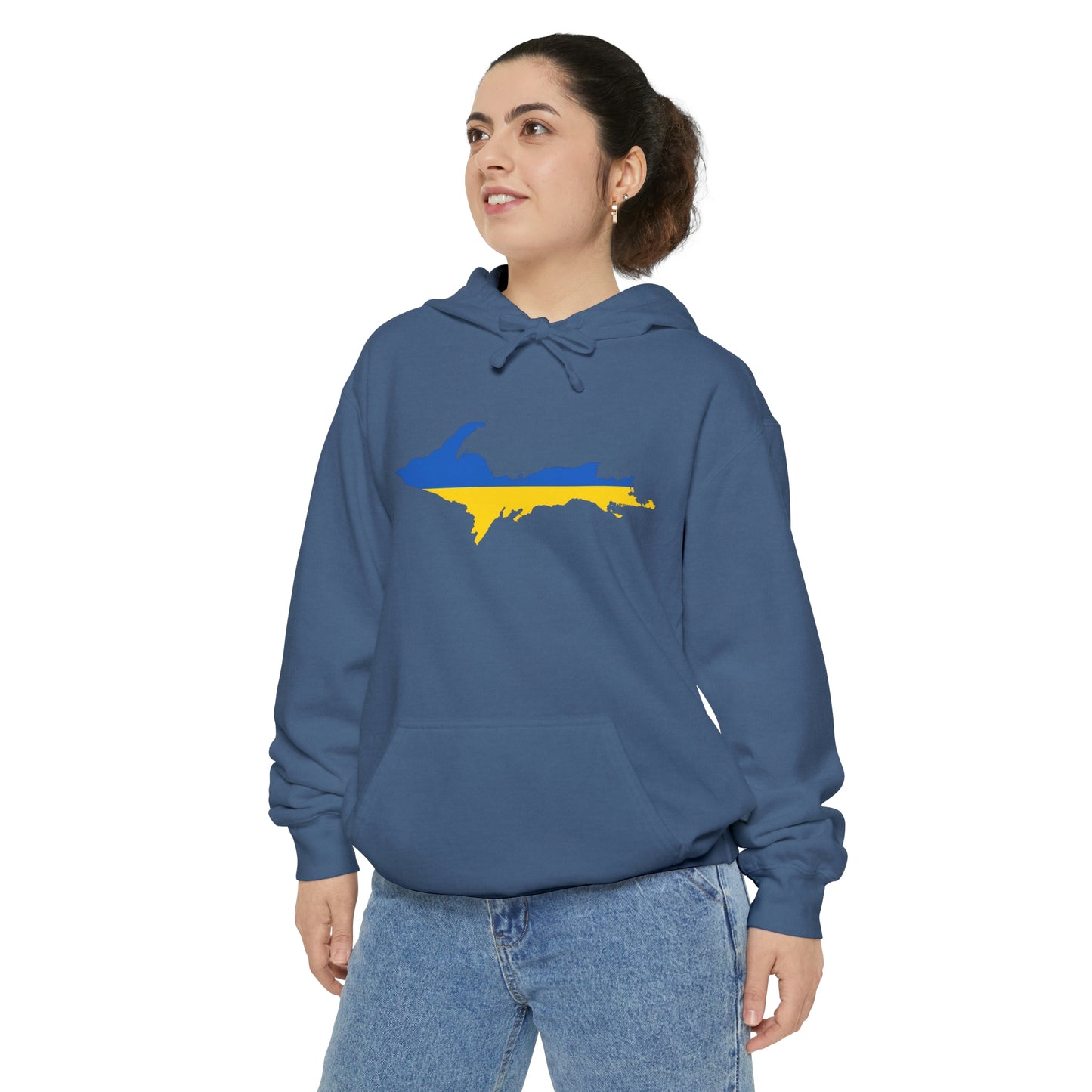 Michigan Upper Peninsula Hoodie (w/ UP Ukraine Flag Outline) | Unisex Garment-Dyed