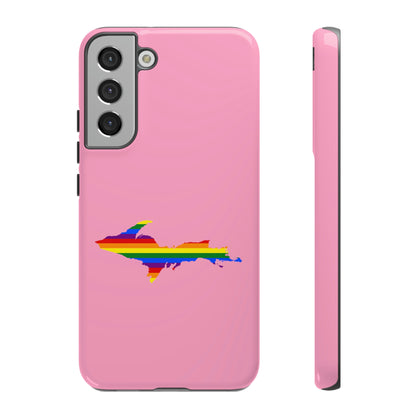 Michigan Upper Peninsula Tough Phone Case ('67 Caddie Pink w/ UP Pride Flag Outline) | Samsung & Pixel Android