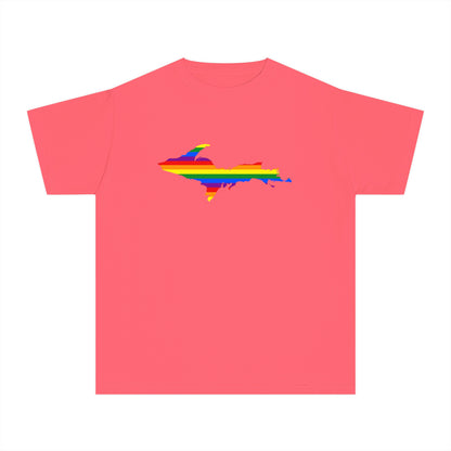 Michigan Upper Peninsula T-Shirt (w/ UP Pride Flag Outline) | Youth Garment-Dyed