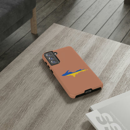 Michigan Upper Peninsula Tough Phone Case (Copper Color w/ UP Ukraine Flag Outline) | Samsung & Pixel Android