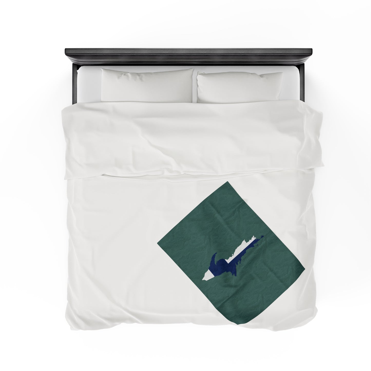 Michigan Upper Peninsula Plush Blanket (w/ UP Finland Flag Outline) | Copper Green