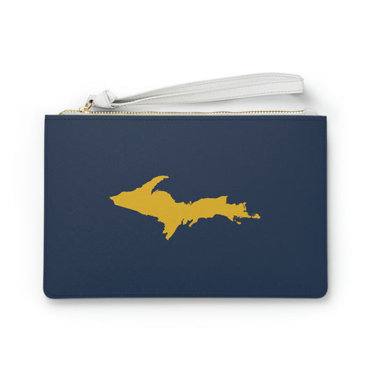 Michigan Upper Peninsula Clutch Bag (Navy w/ Gold UP Outline)