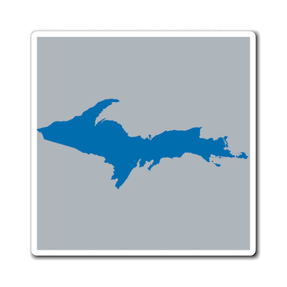 Michigan Upper Peninsula Square Magnet (Silver w/ Azure UP Outline)