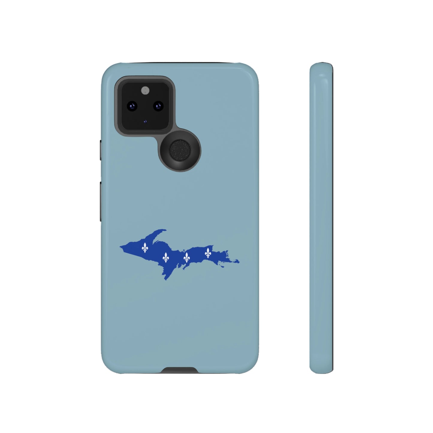 Michigan Upper Peninsula Tough Phone Case (Opal Blue w/ UP Quebec Flag Outline) | Samsung & Pixel Android