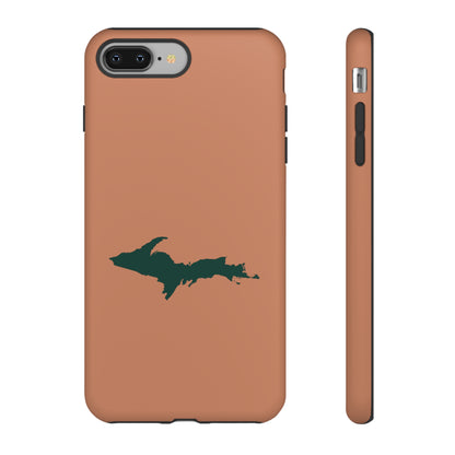 Michigan Upper Peninsula Tough Phone Case (Copper Color w/ Green UP Outline) | Apple iPhone