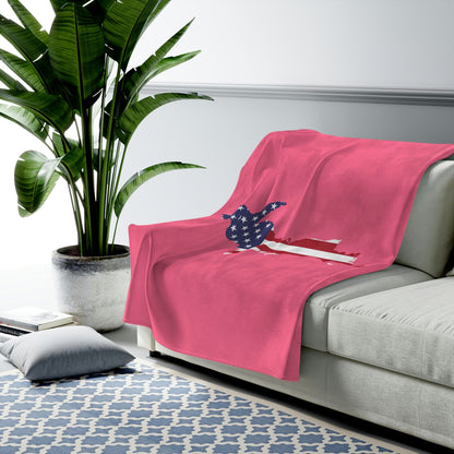 Michigan Upper Peninsula Plush Blanket (w/ UP USA Flag Outline) | Rhodochrosite Pink