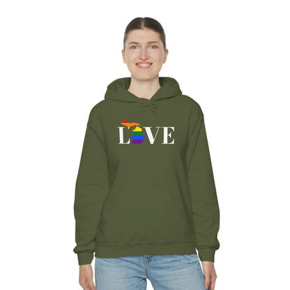 Michigan 'Love' Hoodie (w/LGBTQ Pride Colors) | Unisex Standard