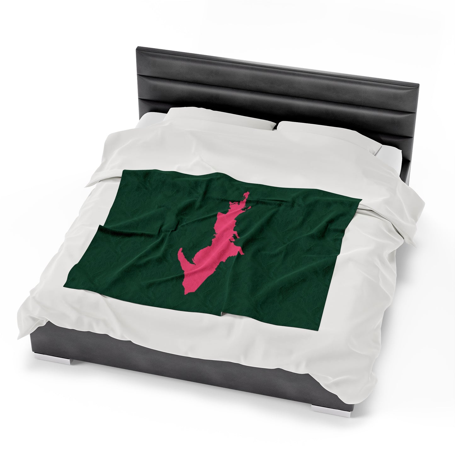 Michigan Upper Peninsula Plush Blanket (w/ Pink UP Outline) | Superior Green