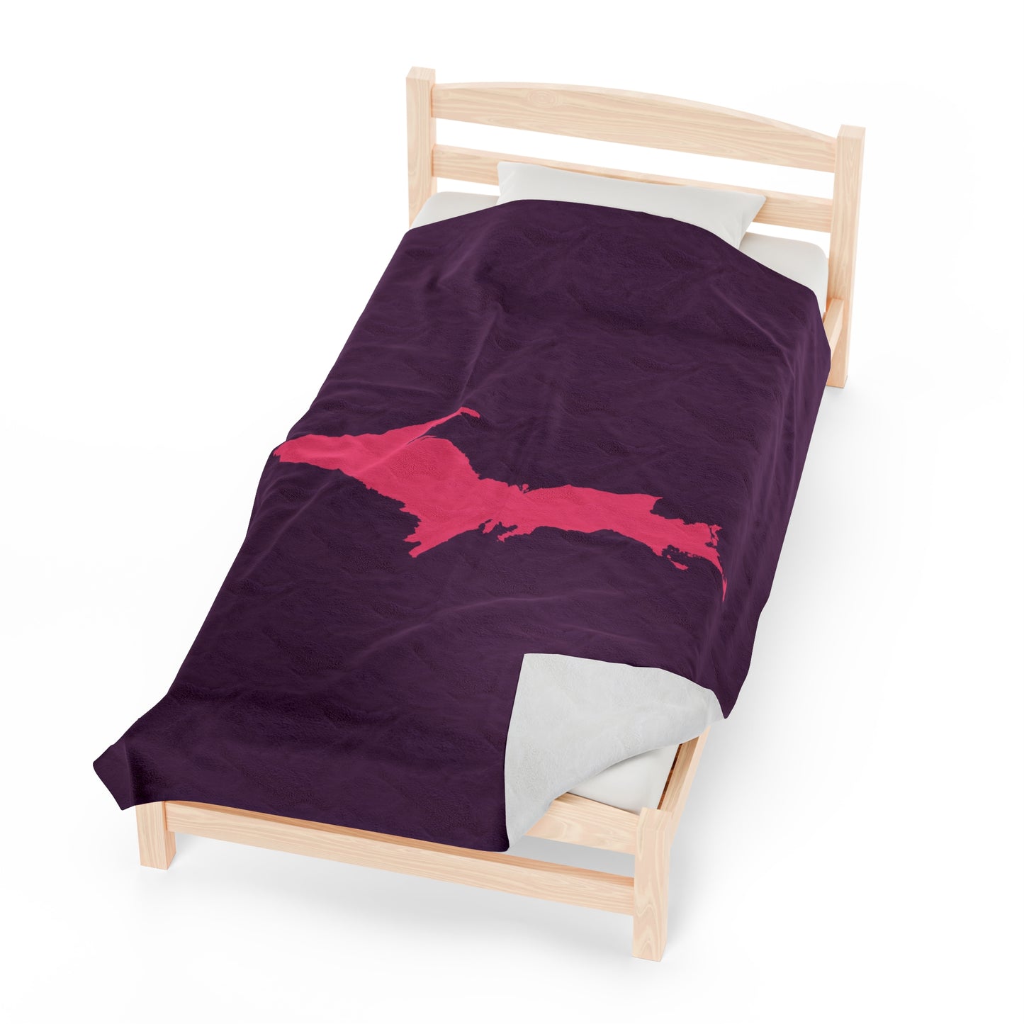 Michigan Upper Peninsula Plush Blanket (w/ Pink UP Outline) | Plum