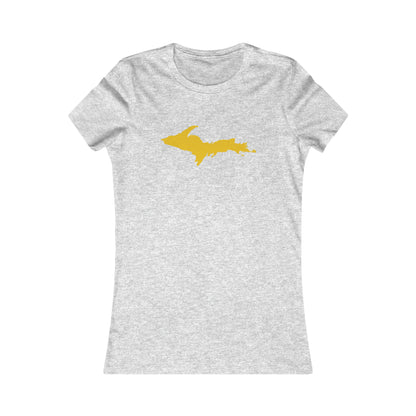 Michigan Upper Peninsula T-Shirt (w/ Gold UP Outline) | Women's Slim Fit