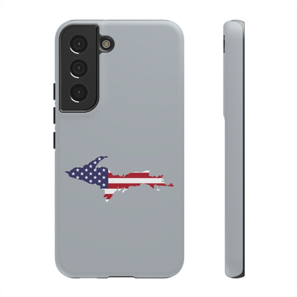 Michigan Upper Peninsula Tough Phone Case (Silver w/ UP USA Flag Outline) | Samsung & Pixel Android