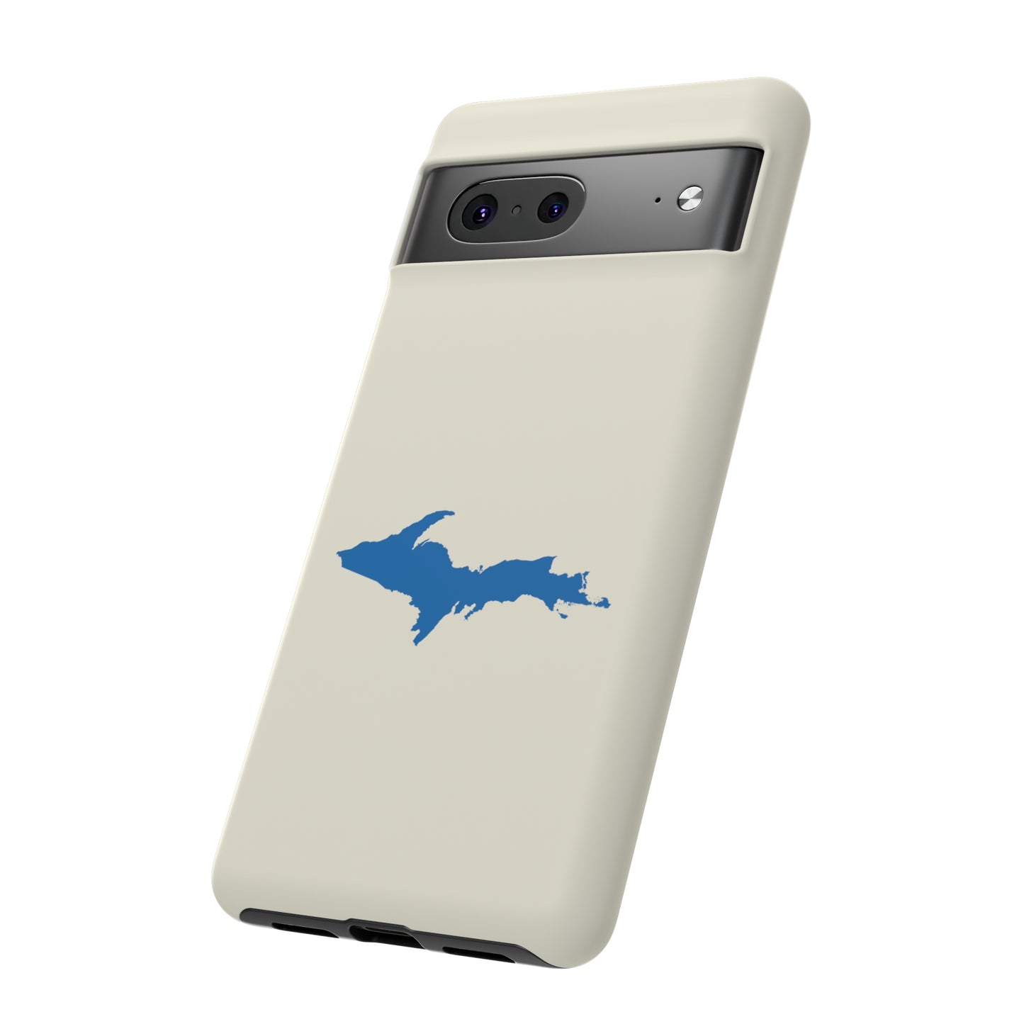 Michigan Upper Peninsula Tough Phone Case (Ivory Color w/ Azure UP Outline) | Samsung & Pixel Android