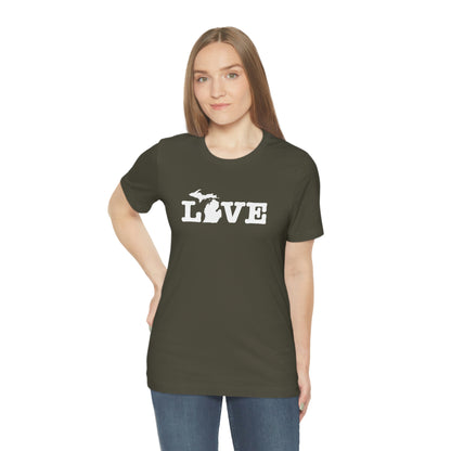 Michigan 'Love' T-Shirt (Typewriter Font) | Unisex Standard Fit