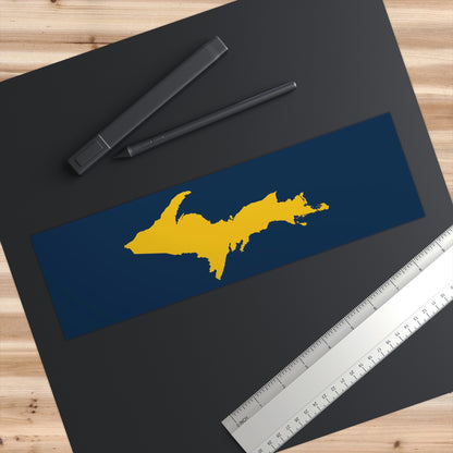 Michigan Upper Peninsula Bumper Sticker (w/ Gold UP Outline) | Navy Background