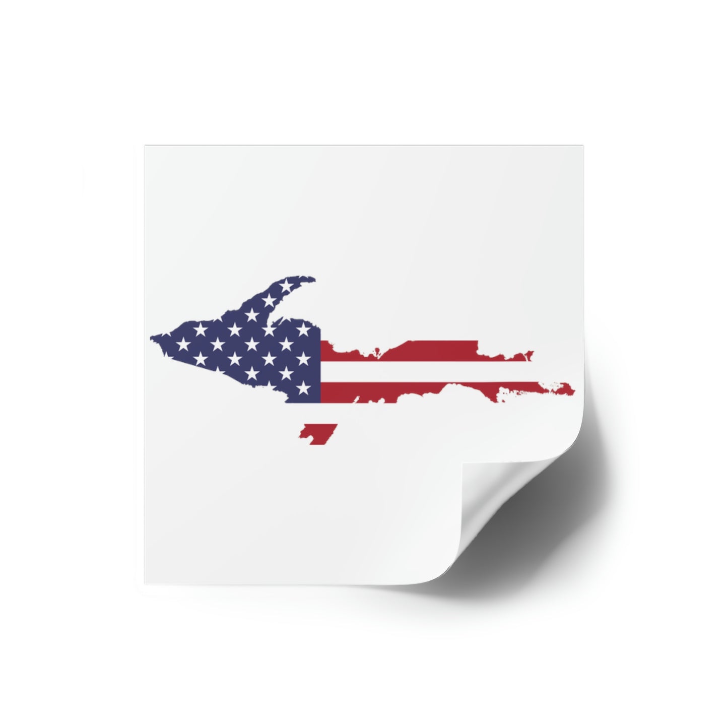 Michigan Upper Peninsula Square Sticker (w/ UP USA Flag Outline) | Indoor/Outdoor