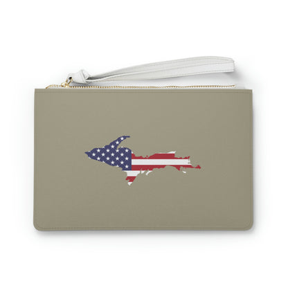 Michigan Upper Peninsula Clutch Bag (Petoskey Stone Beige w/UP USA Flag Outline)