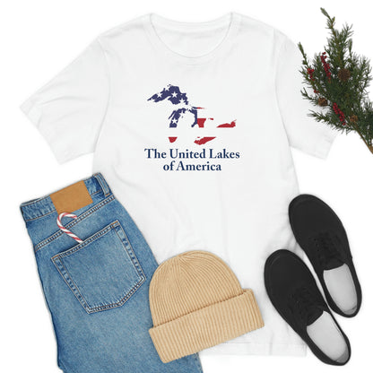 'The United Lakes of America' T-Shirt (w/ Great Lakes USA Flag Outline) | Unisex Standard Fit