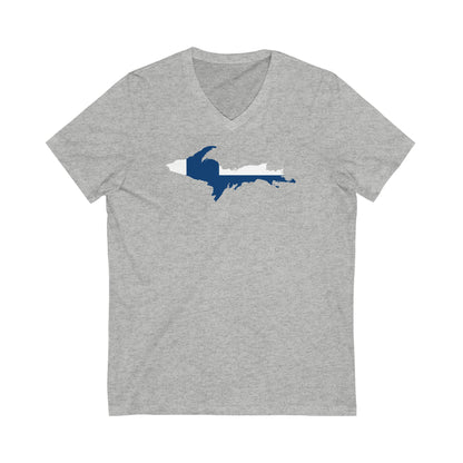 Michigan Upper Peninsula T-Shirt (w/ UP Finland Flag Outline) | Unisex V-Neck