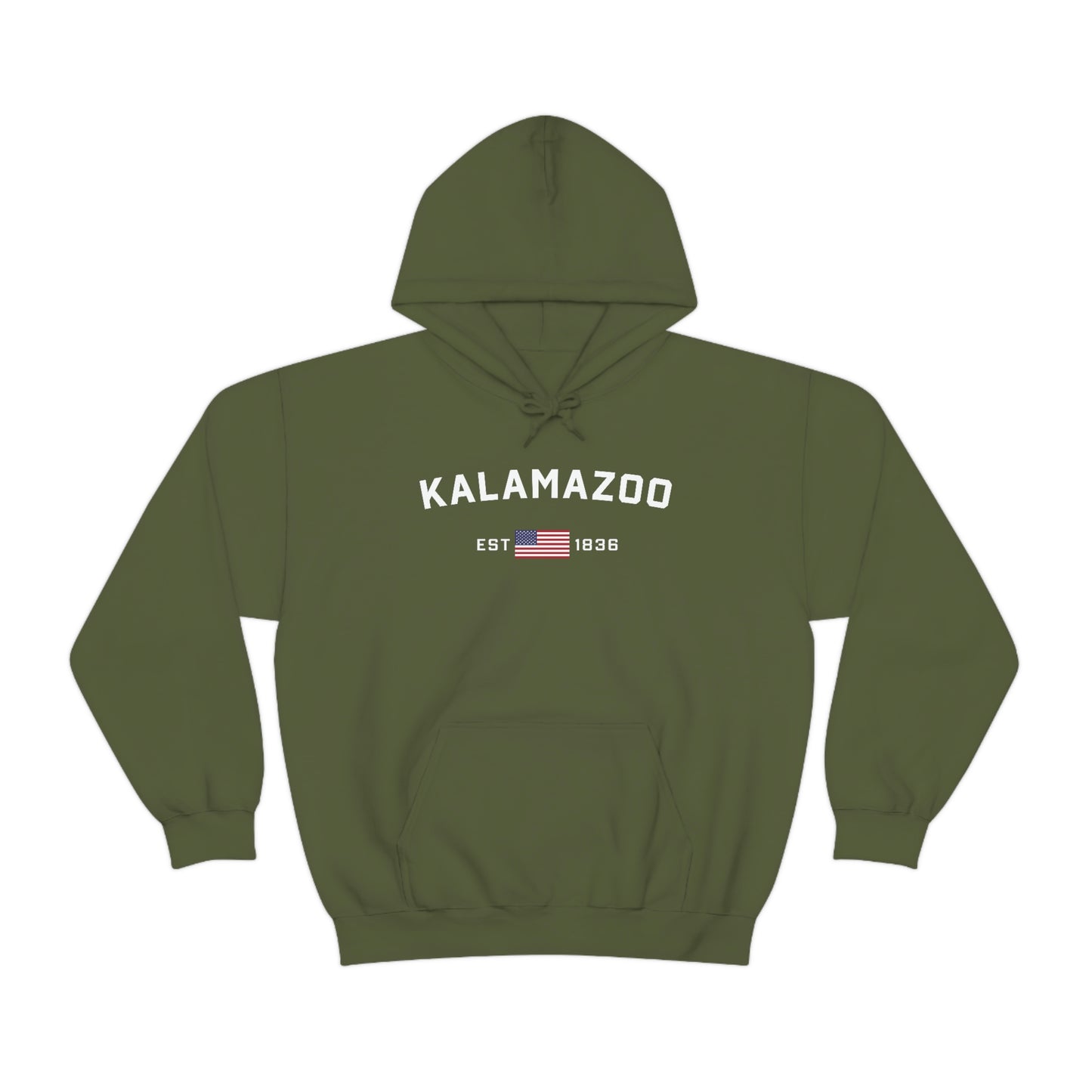 'Kalamazoo EST 1836' (w/USA Flag Outline) | Unisex Standard