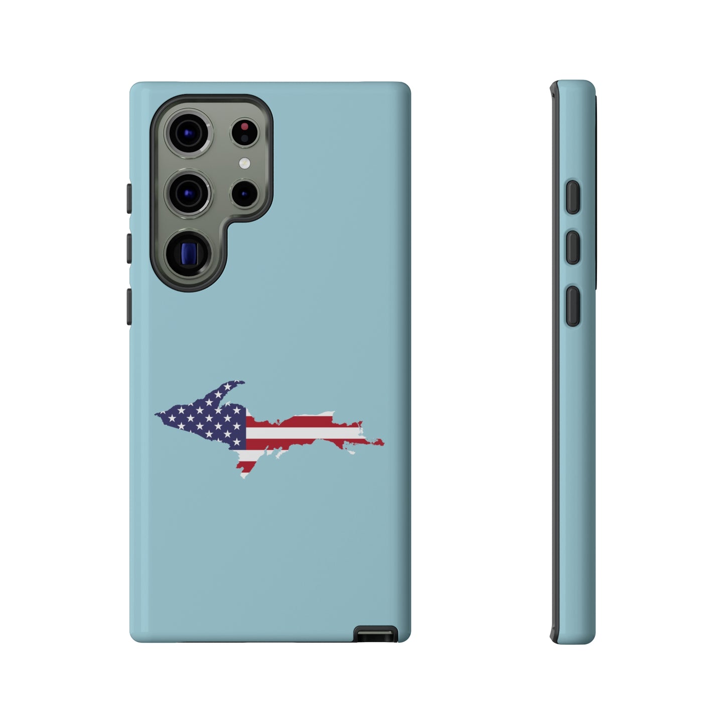 Michigan Upper Peninsula Tough Phone Case ('58 Caddie Blue w/ UP USA Flag Outline) | Samsung & Pixel Android