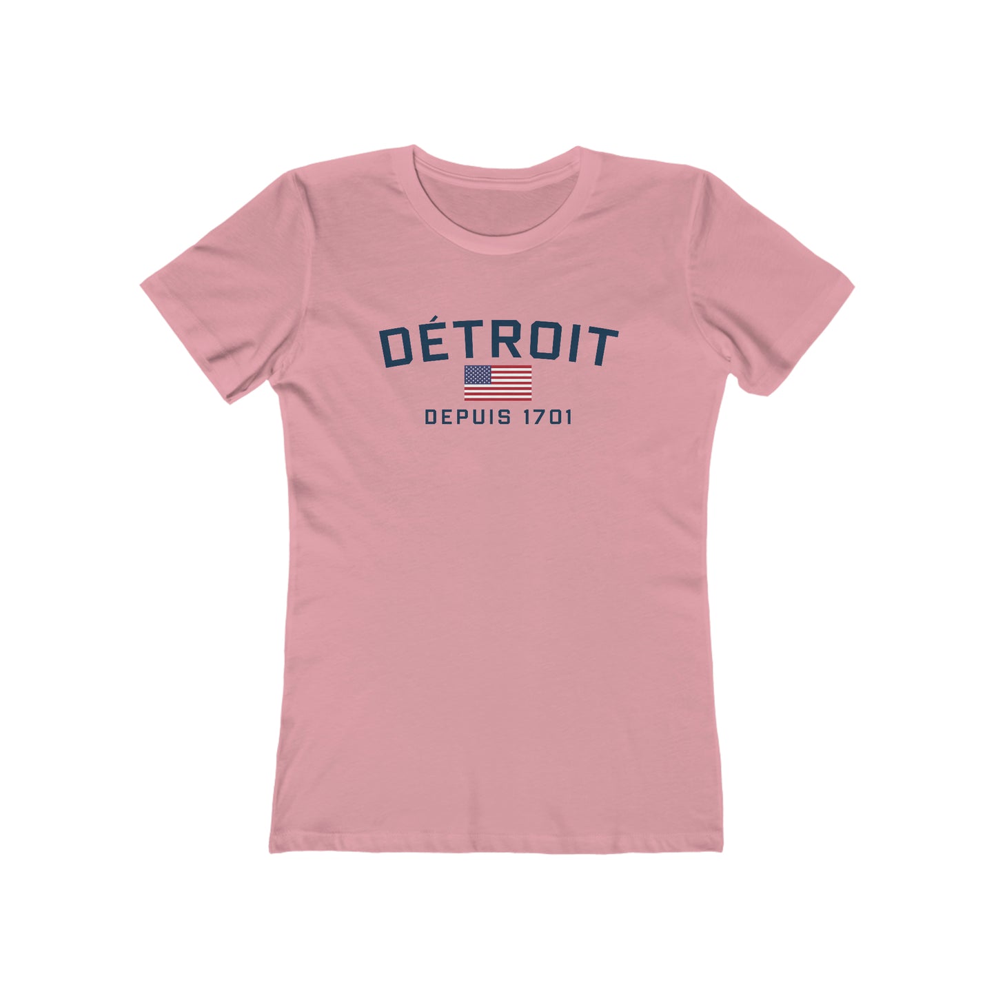 'Détroit Depuis 1701' T-Shirt (w/USA Flag Outline) | Women's Boyfriend Cut