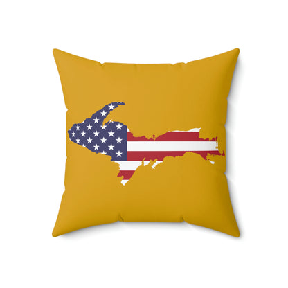 Michigan Upper Peninsula Accent Pillow (w/ UP USA Flag Outline) | Gold