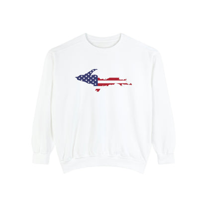 Michigan Upper Peninsula Sweatshirt (w/ UP USA Flag Outline) | Unisex Garment Dyed