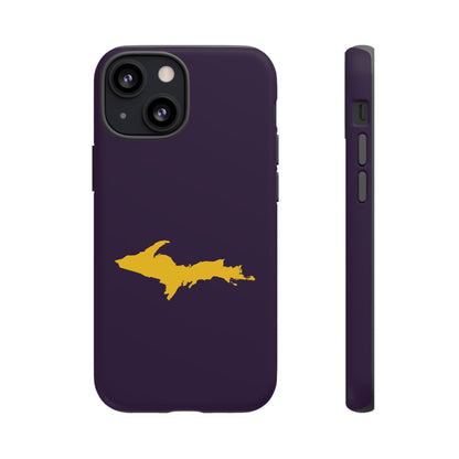 Michigan Upper Peninsula Tough Phone Case (Blackcurrant w/ Gold UP Outline) | Apple iPhone