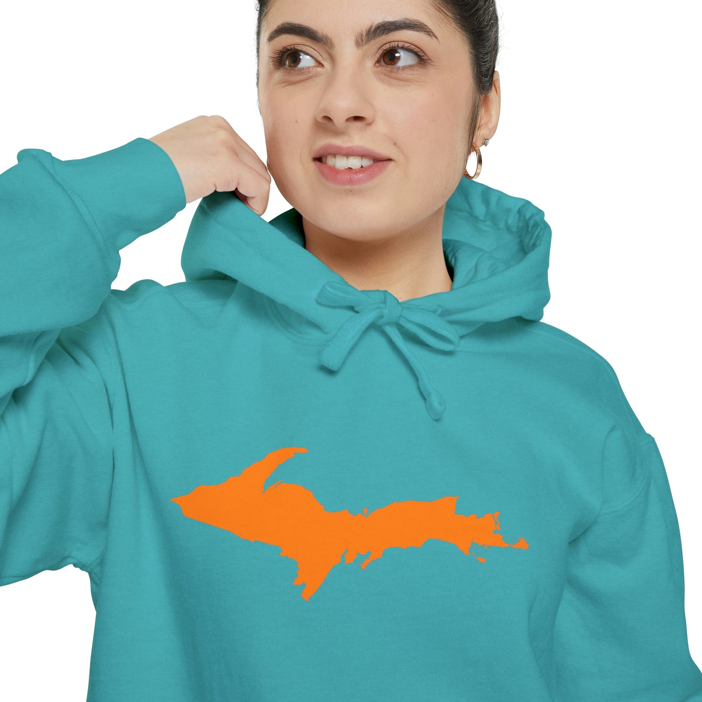 Michigan Upper Peninsula Hoodie (w/ Orange UP Outline) | Unisex Garment-Dyed